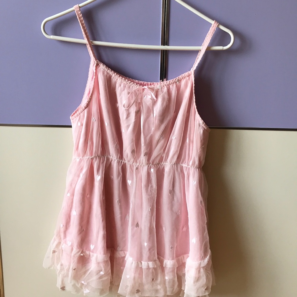 Pretty pink tank top with hearts all over